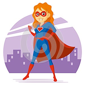Superhero Woman Supermom Cartoon character Vector illustration