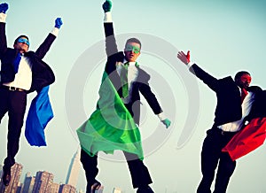 Superheroes Businessmen Flying Inspiration Concept