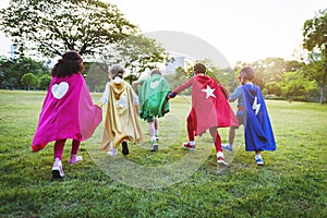 Superheroes Cheerful Kids Expressing Positivity photo