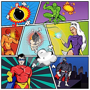 Superheroes Comic Page Template