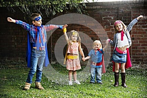 Superheroes Kids Friends Brave Adorable Concept