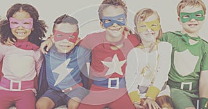 Superheroes Kids Friends Playing Togetherness Fun Concept