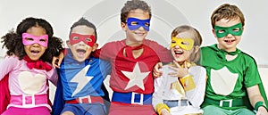 Superheroes Kids Friends Playing Togetherness Fun Concept