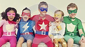 Superheroes Kids Friends Playing Togetherness Fun Concept