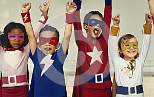 Superheroes Kids Teamwork Aspiration Elementary Concept