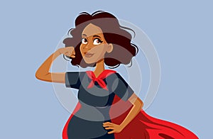 Superheroine African Mom Vector Cartoon Illustration