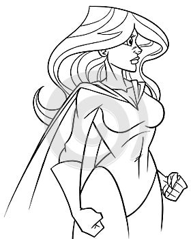 Superheroine Side Profile Line Art
