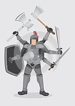 Superhuman Knight Warrior Cartoon Vector Illustration