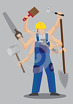 Superhuman Worker Cartoon Character Vector Illustration