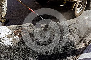 Superimposition fresh asphalt construction resurfacing bad road