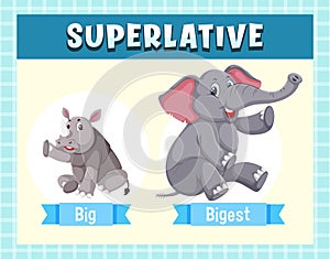 Superlative Adjectives for word big