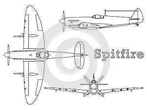 Supermarine Spitfire aircraft WWII outline only.