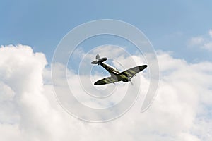 Supermarine Spitfire fighter aircraft used by british Royal Air Force taking off