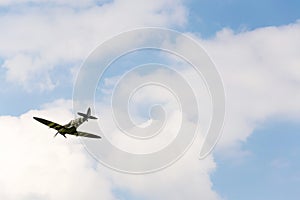 Supermarine Spitfire fighter aircraft used by british Royal Air Force taking off