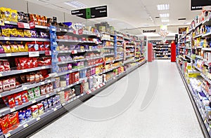 Supermarket aisle empty