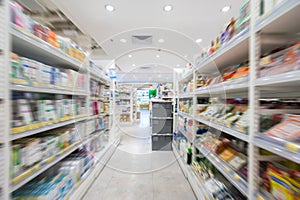 Supermarket aisle,motion blur