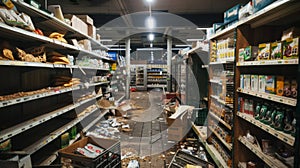 Supermarket Aisles in Disarray After an Earthquake