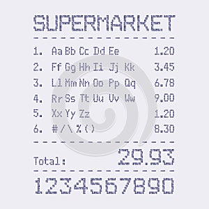 Supermarket bill font