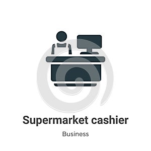 Supermarket cashier vector icon on white background. Flat vector supermarket cashier icon symbol sign from modern business photo
