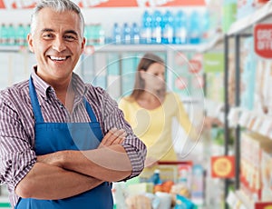 Supermarket clerk portrait