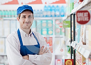 Supermarket clerk portrait