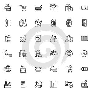 Supermarket department line icons set