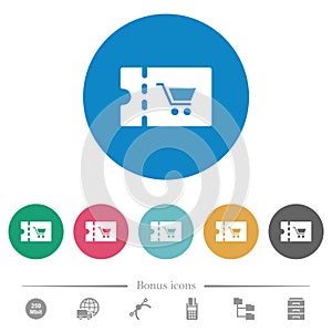 Supermarket discount coupon flat round icons