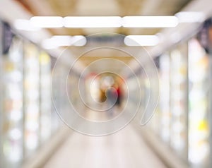 Supermarket Freezer Frozen section Blurred background