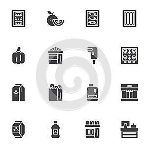 Supermarket grocery vector icons set