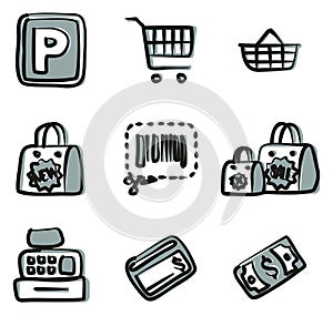Supermarket Icons Freehand 2 Color
