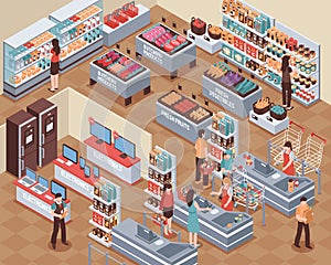 Supermarket Isometric Illustration