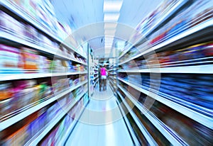 Supermarket in motion blur