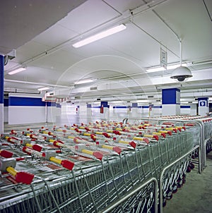 Supermarket parking with carts