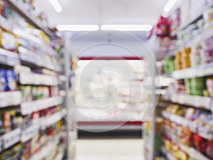 Supermarket shelf Product display Shopping retail Blur background