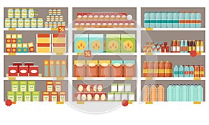 Supermarket shelves