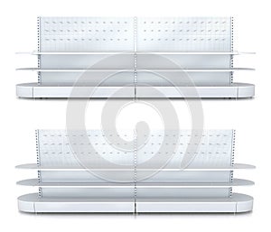 Supermarket shelves with peg on a pegboard. Retail store equipment