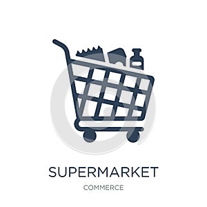 supermarket shopping cart icon in trendy design style. supermarket shopping cart icon isolated on white background. supermarket