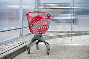 Supermarket shopping carts trolley with red accents