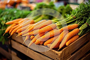 Supermarket showcase vibrant and fresh carrots attractively arranged