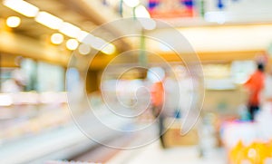 Supermarket store blurred background with bokeh,defocused light