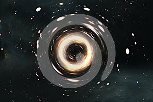 Supermassive black hole. Gravitational lensing effect photo