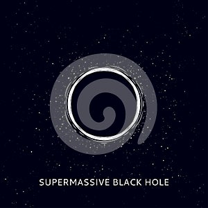 Supermassive black hole in space logo, vector illustration photo
