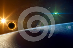 Supermassive extraterrestrial life form orbiting planet Earth and makes local solar eclipse photo