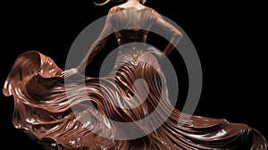 A supermodel wearing a dress made of copper ore. Generative AI