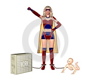 Supermom Juggling Family Baby And Work Illustration