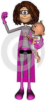 Supermom Superhero Cartoon Illustration Isolated