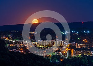 Supermoon rises in the sky above Morgantown in West Virginia