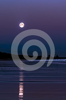 Supermoon setting from Saltburn-by-the-sea.