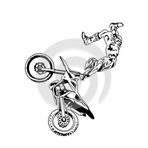 Supermoto Motocross Rider Freestyle Vector Art Design