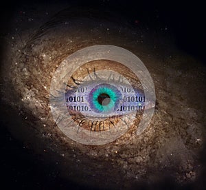 Supernova eye with binary code photo